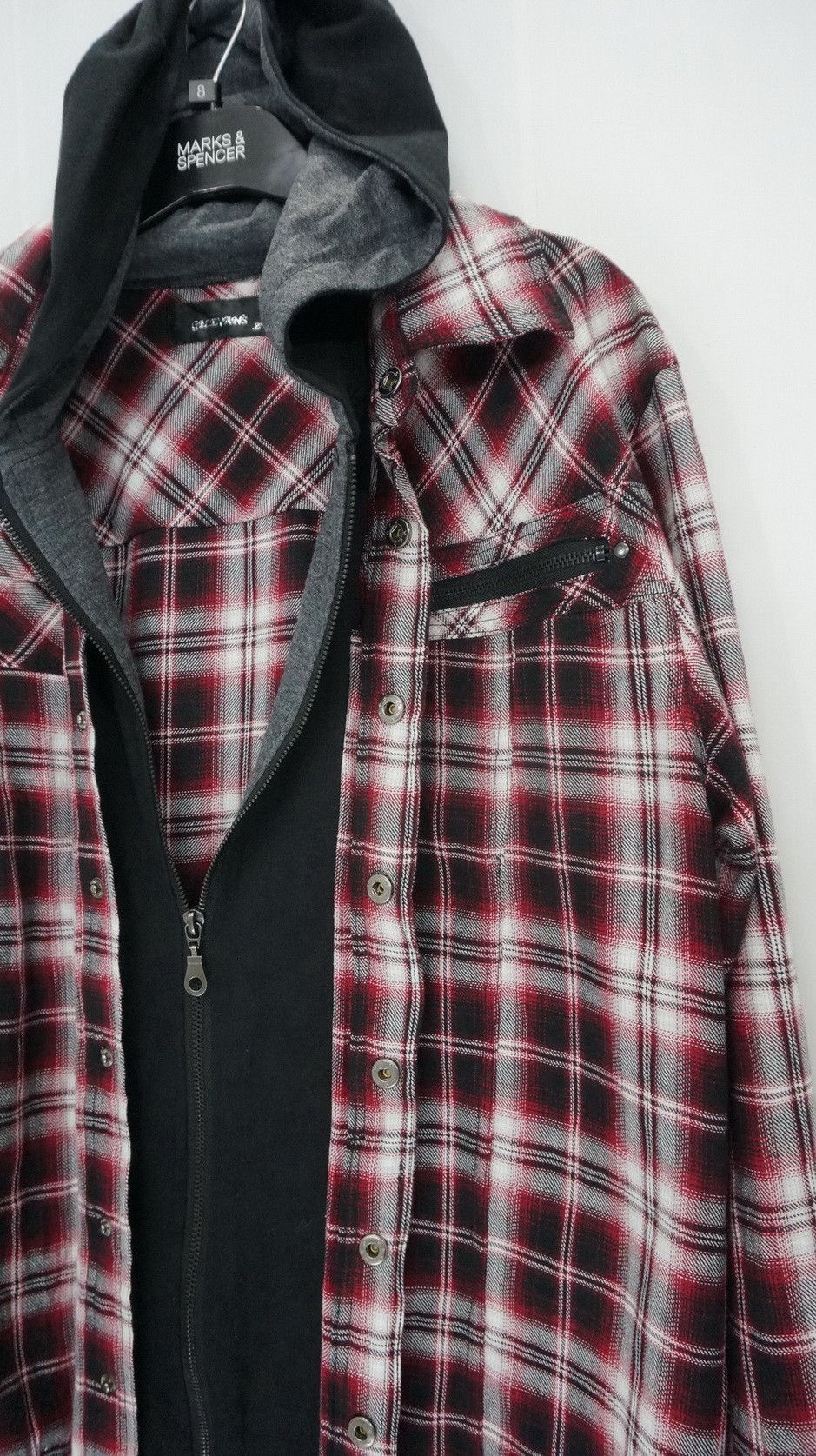 Flannel GILEVANS Shadow Plaid Zippered Hoodie Flannel Shirt Size US S / EU 44-46 / 1 - 5 Thumbnail