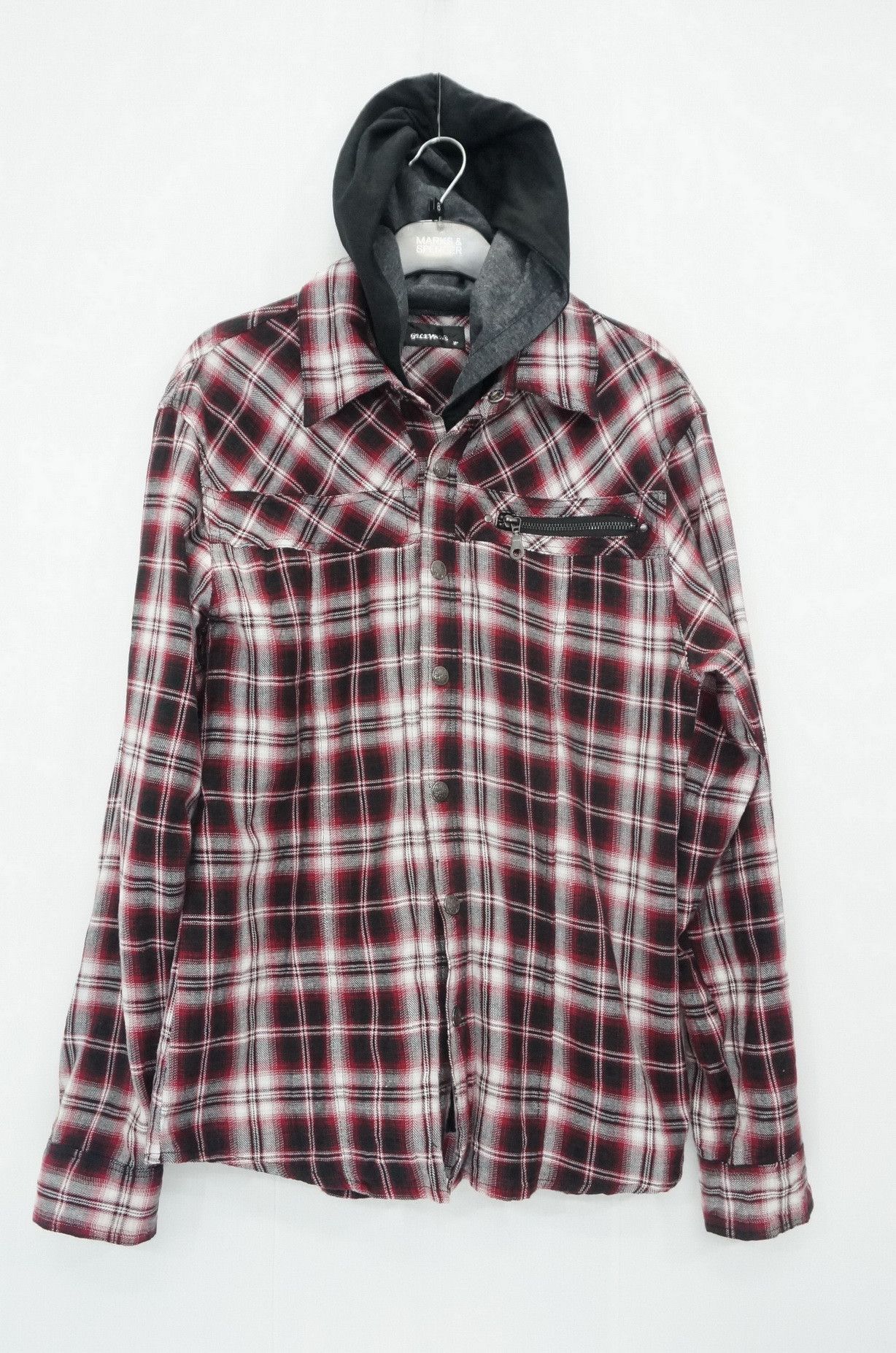 Flannel GILEVANS Shadow Plaid Zippered Hoodie Flannel Shirt Size US S / EU 44-46 / 1 - 2 Thumbnail