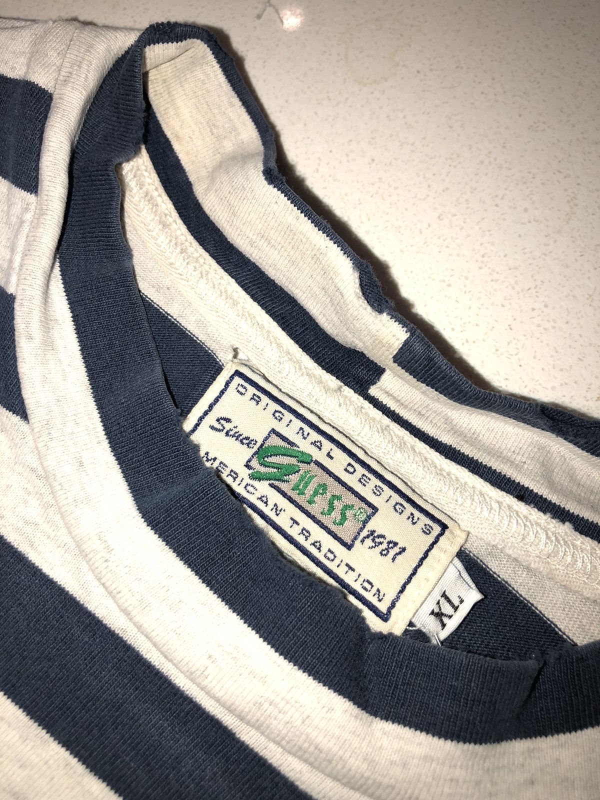Guess 80’s Guess Jeans USA vintage stripes T-shirt Size US XL / EU 56 / 4 - 5 Thumbnail