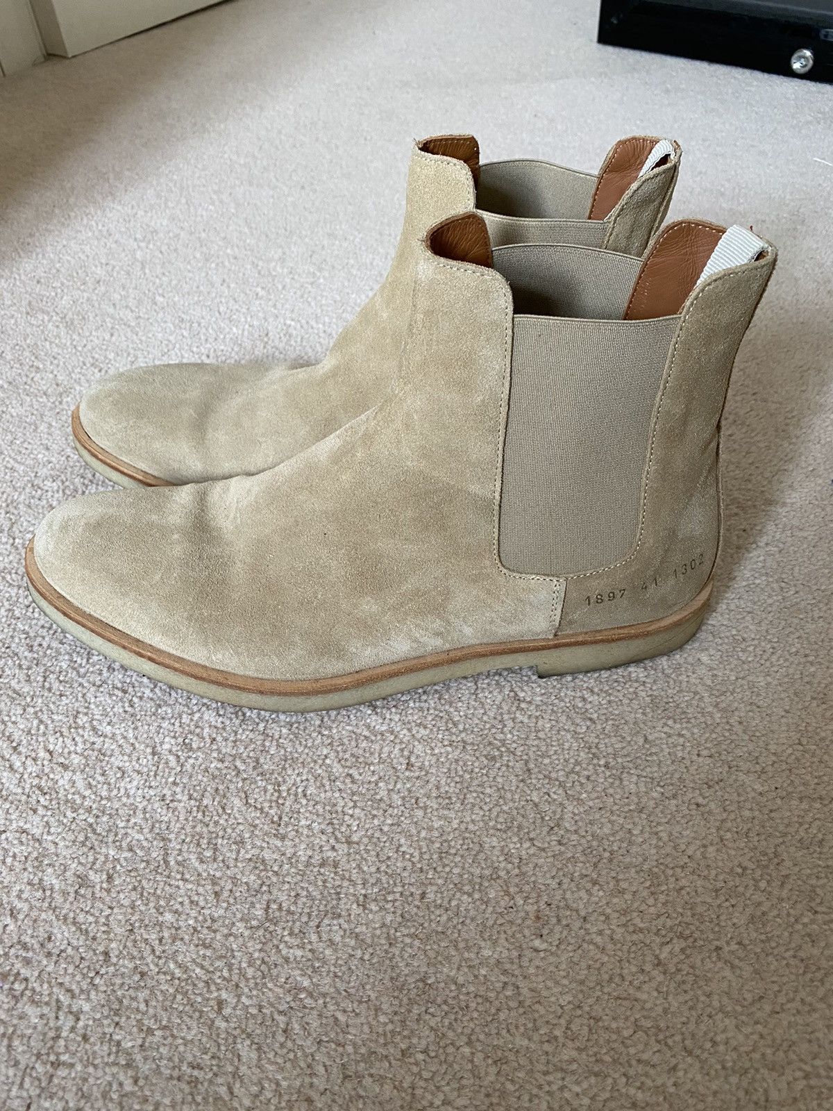 Common Projects Common Project Sand Chelsea Boots Grailed