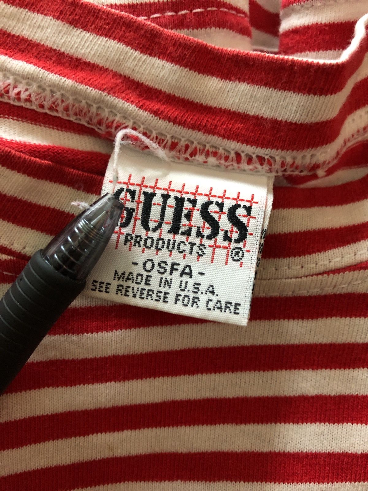 Guess × Vintage Vintage Guess jeans striped t shirt red Size US L / EU 52-54 / 3 - 3 Thumbnail
