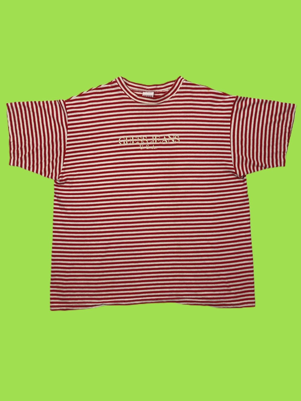 Guess × Vintage Vintage Guess jeans striped t shirt red Size US L / EU 52-54 / 3 - 1 Thumbnail
