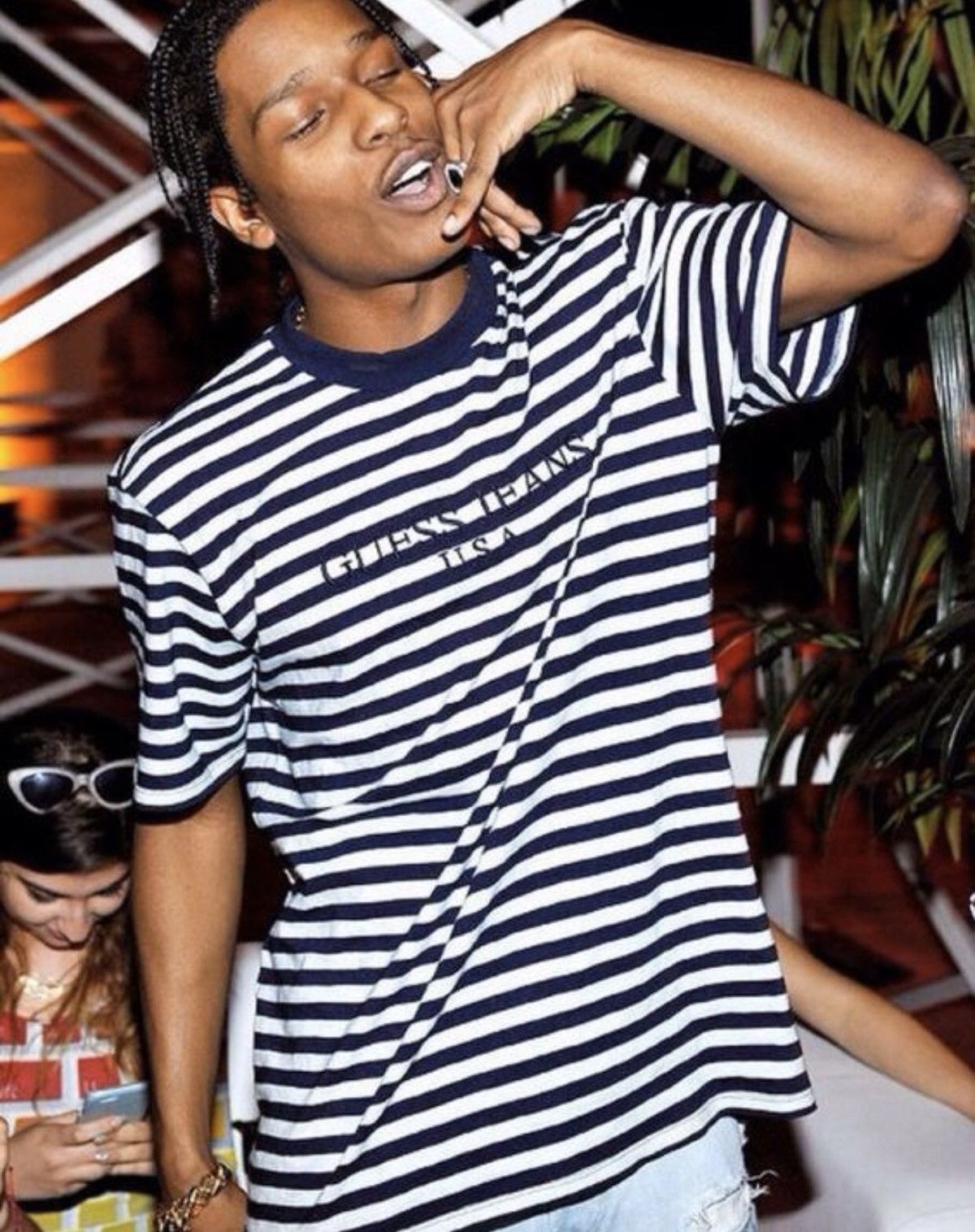 Guess ASAP Rocky x Guess Jeans Striped tee in navy Grailed