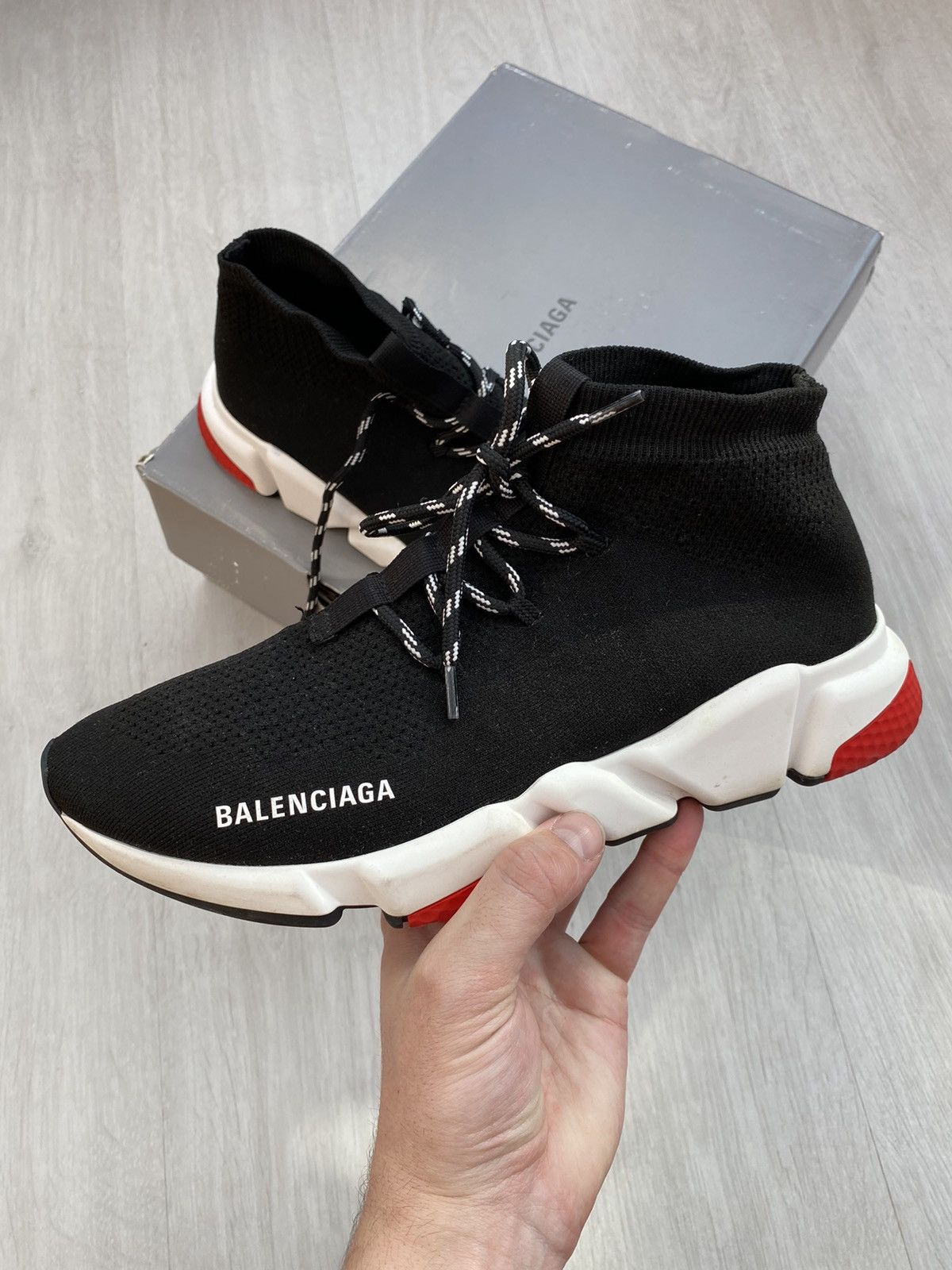 Balenciaga Balenciaga Black Lace Up Speed Runner Sneakers Size US 9 / EU 42 - 1 Thumbnail