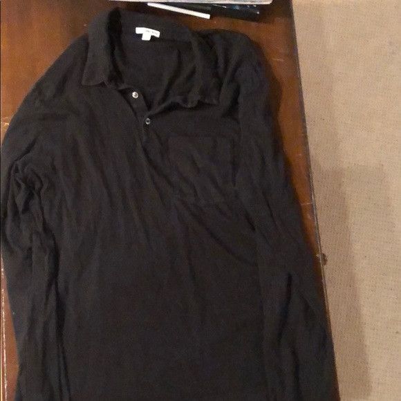 James Perse james perse 1/4 button up black long sleeve Grailed