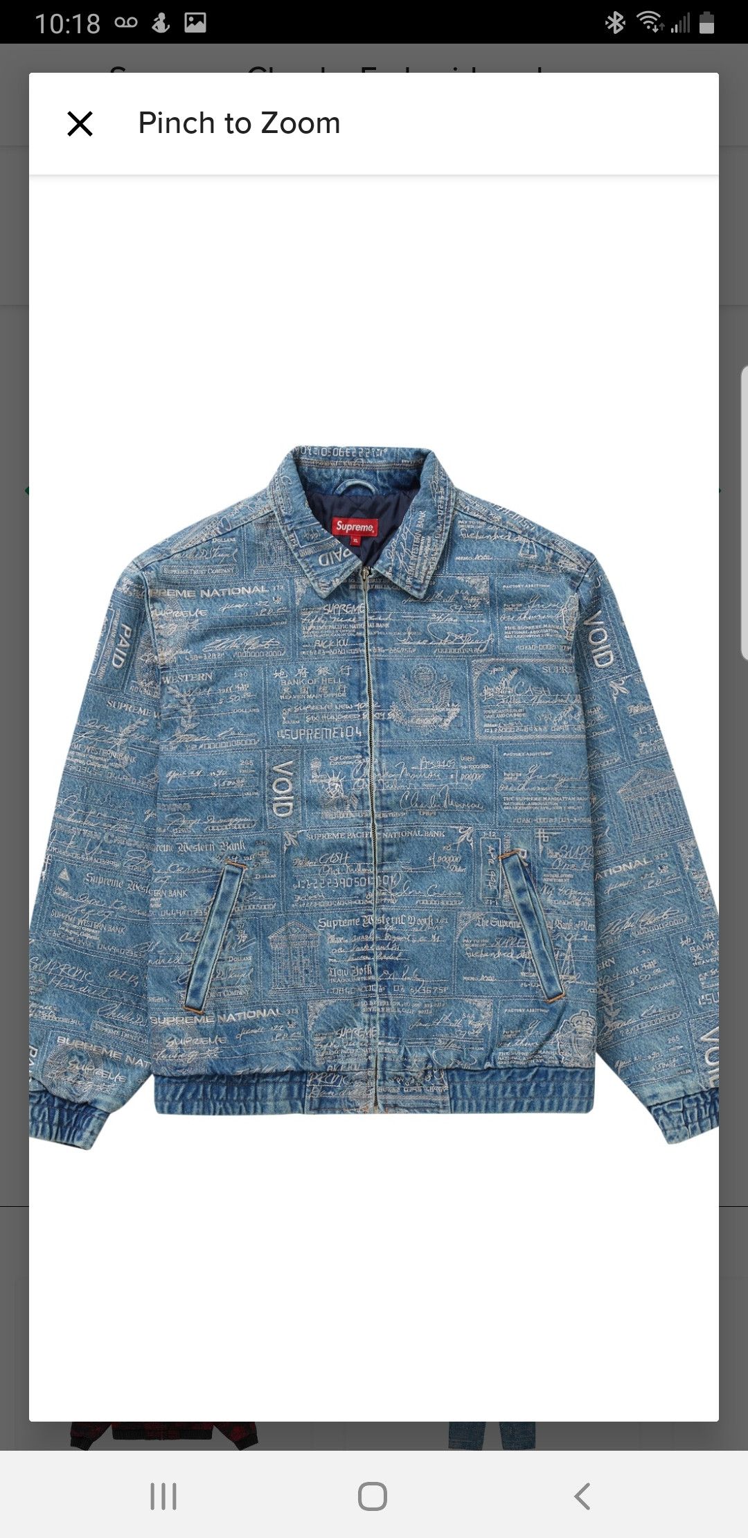 Supreme Supreme Checks embroidered denim jacket W/ Tupac sticker