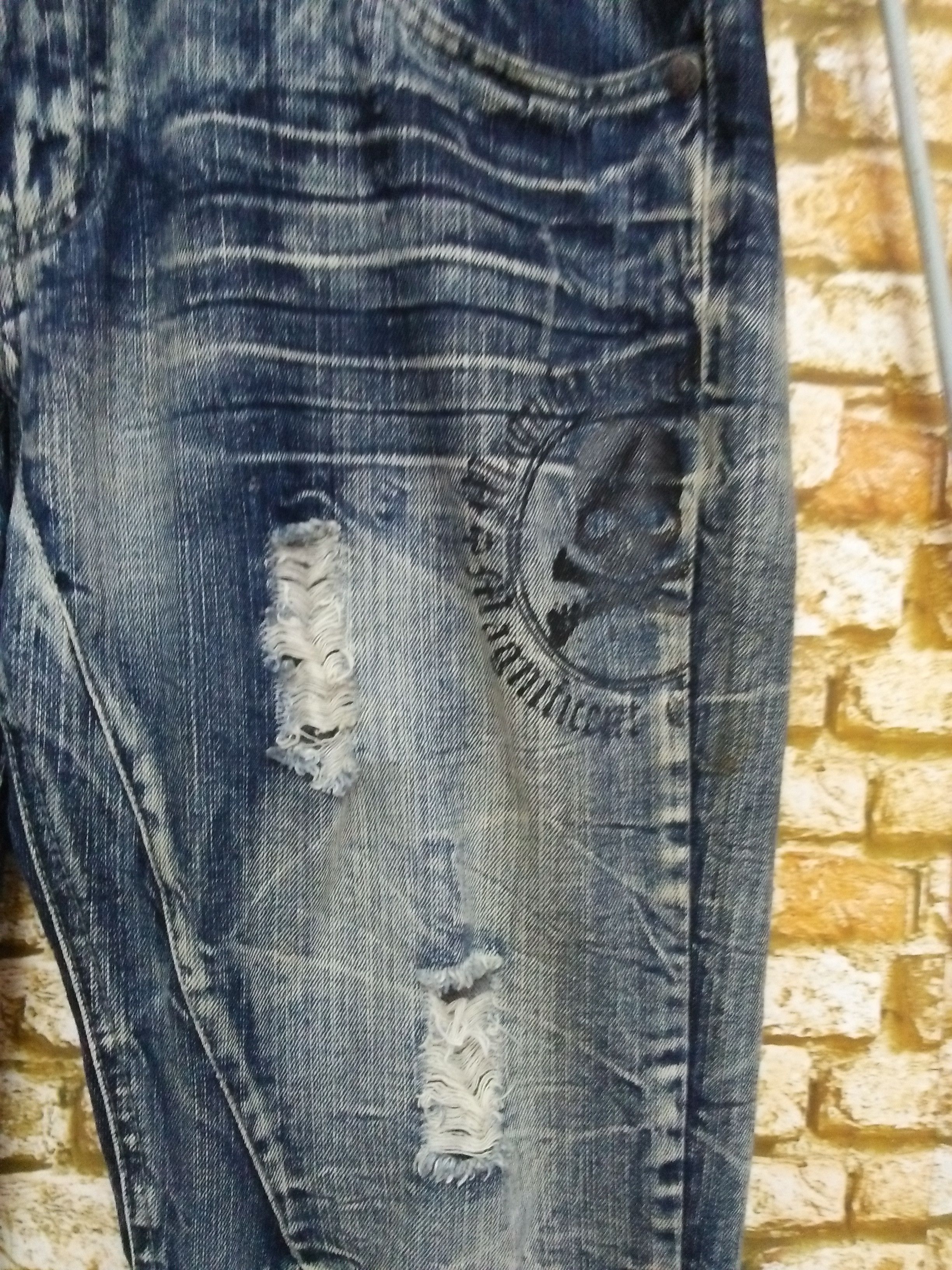 Japanese Brand MILD LIFE JAPAN SKULL DISTRESSED Flare DENIM (B174) Size US 37 - 3 Thumbnail