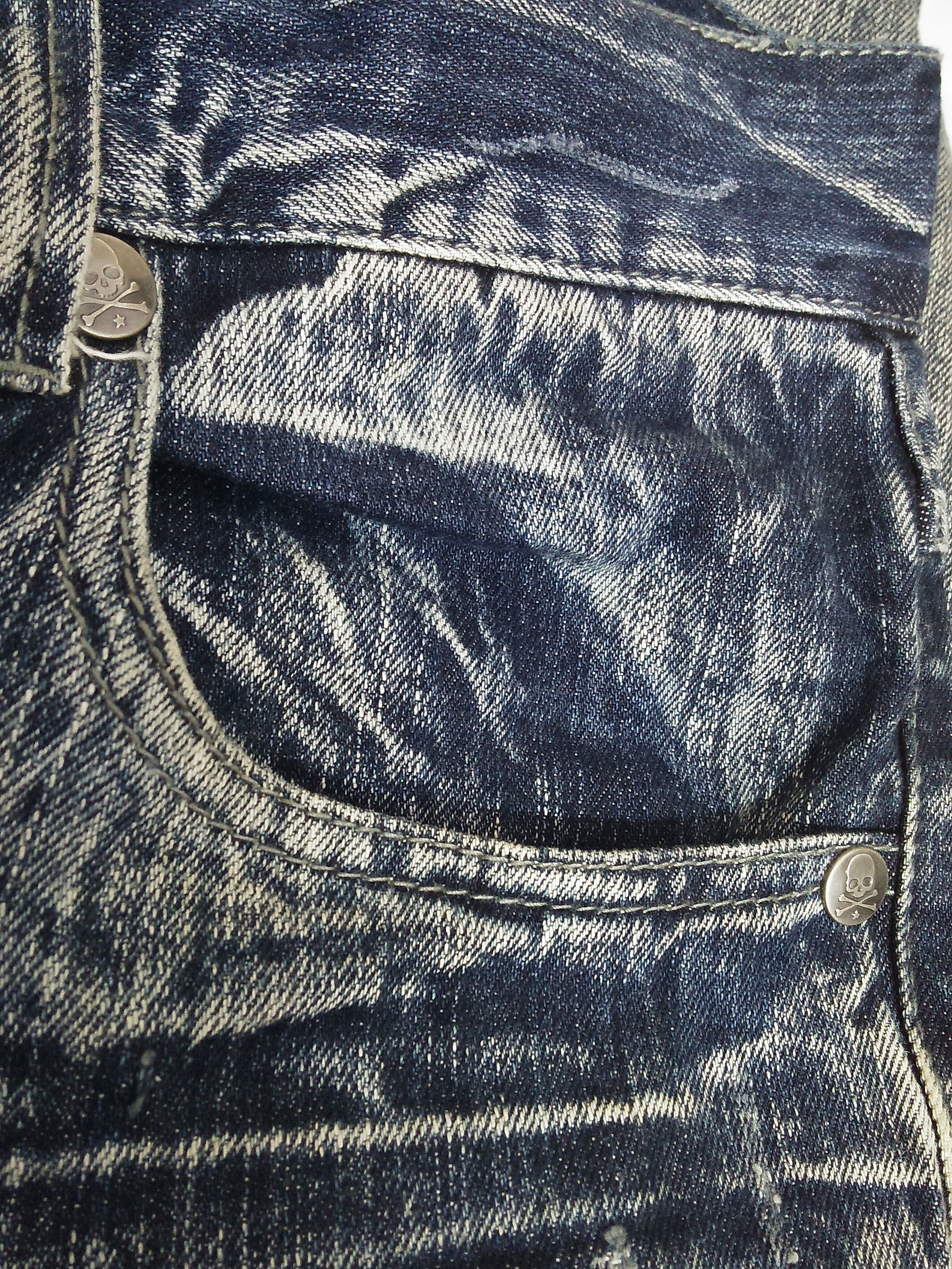 Japanese Brand MILD LIFE JAPAN SKULL DISTRESSED Flare DENIM (B174) Size US 37 - 13 Thumbnail