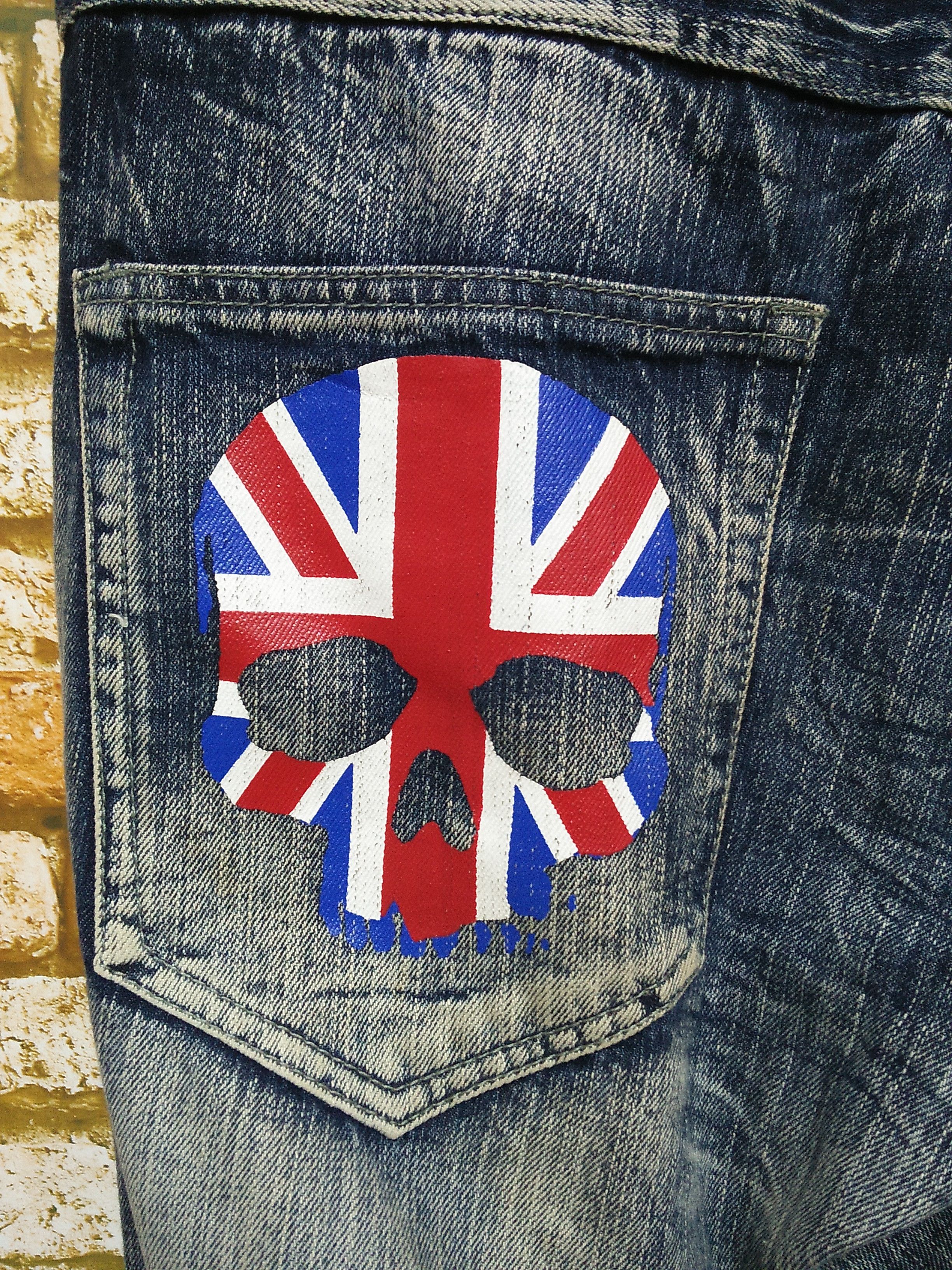 Japanese Brand MILD LIFE JAPAN SKULL DISTRESSED Flare DENIM (B174) Size US 37 - 9 Thumbnail