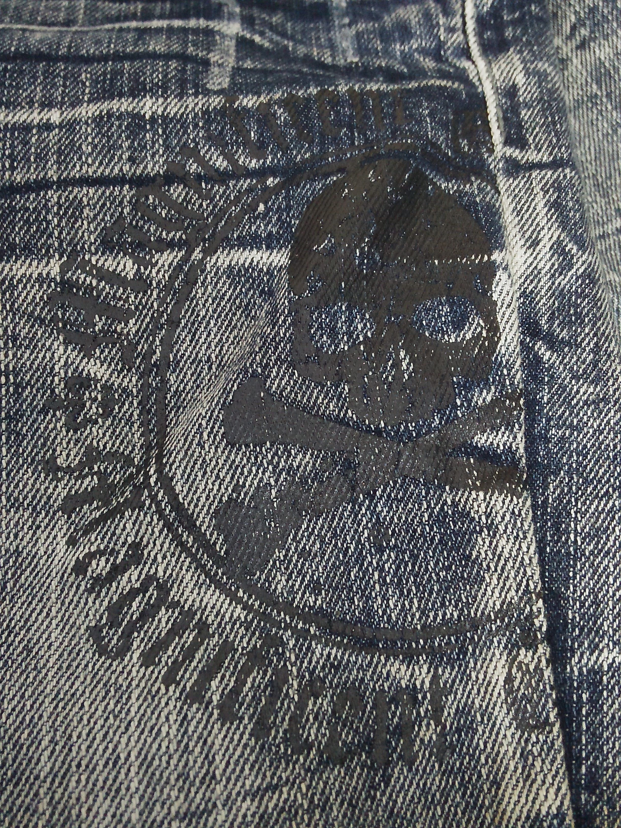 Japanese Brand MILD LIFE JAPAN SKULL DISTRESSED Flare DENIM (B174) Size US 37 - 14 Thumbnail