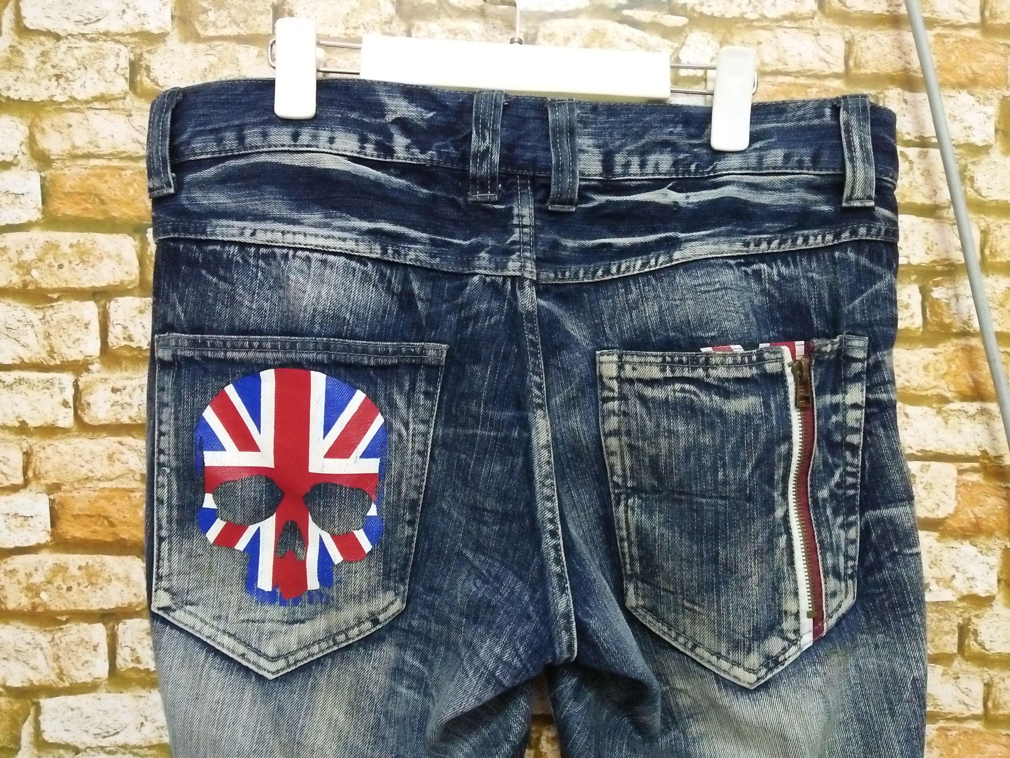 Japanese Brand MILD LIFE JAPAN SKULL DISTRESSED Flare DENIM (B174) Size US 37 - 6 Thumbnail