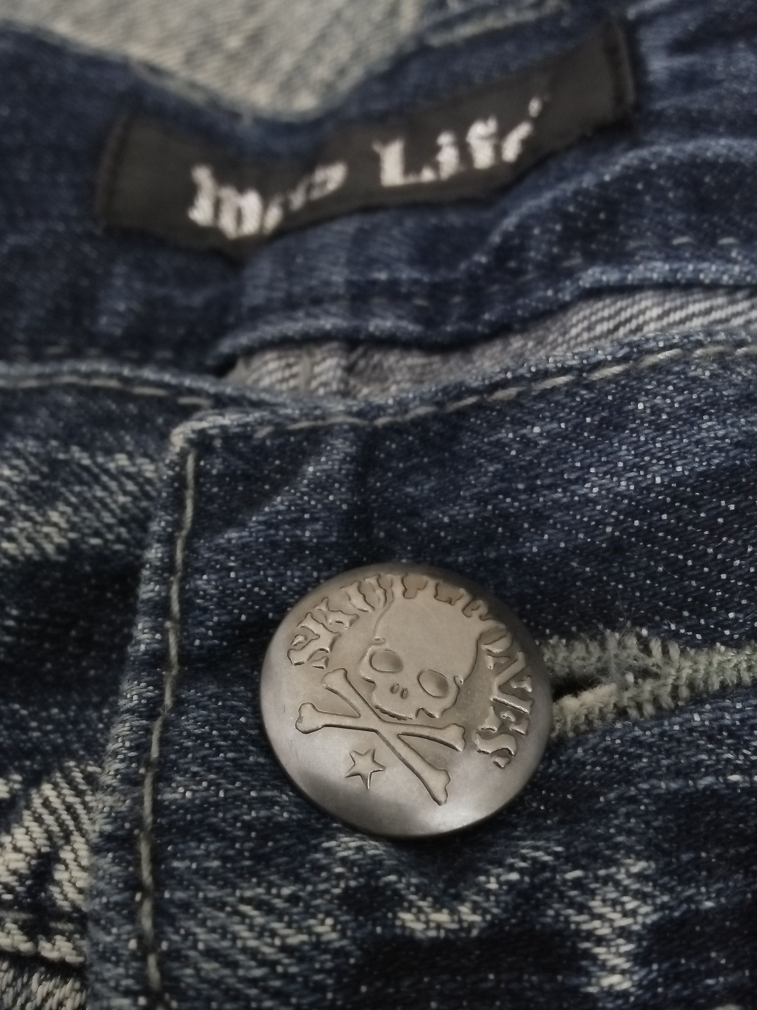 Japanese Brand MILD LIFE JAPAN SKULL DISTRESSED Flare DENIM (B174) Size US 37 - 11 Thumbnail