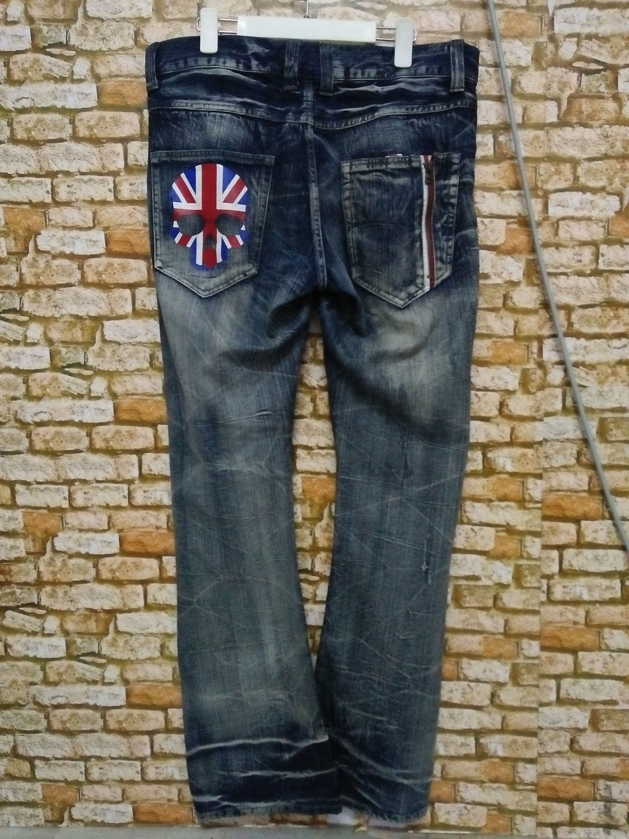 Japanese Brand MILD LIFE JAPAN SKULL DISTRESSED Flare DENIM (B174) Size US 37 - 1 Thumbnail