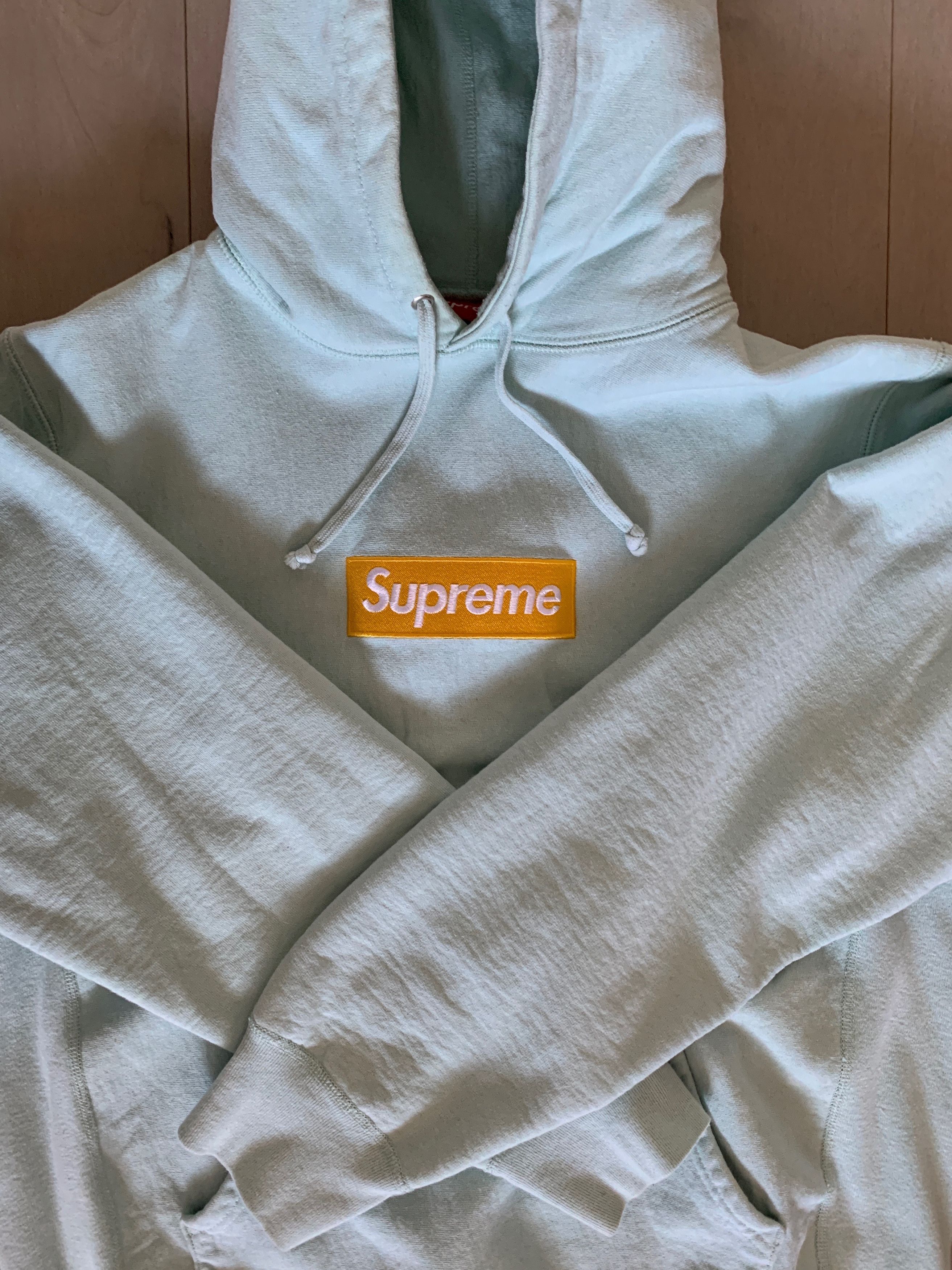 Gold supreme shops hoodie