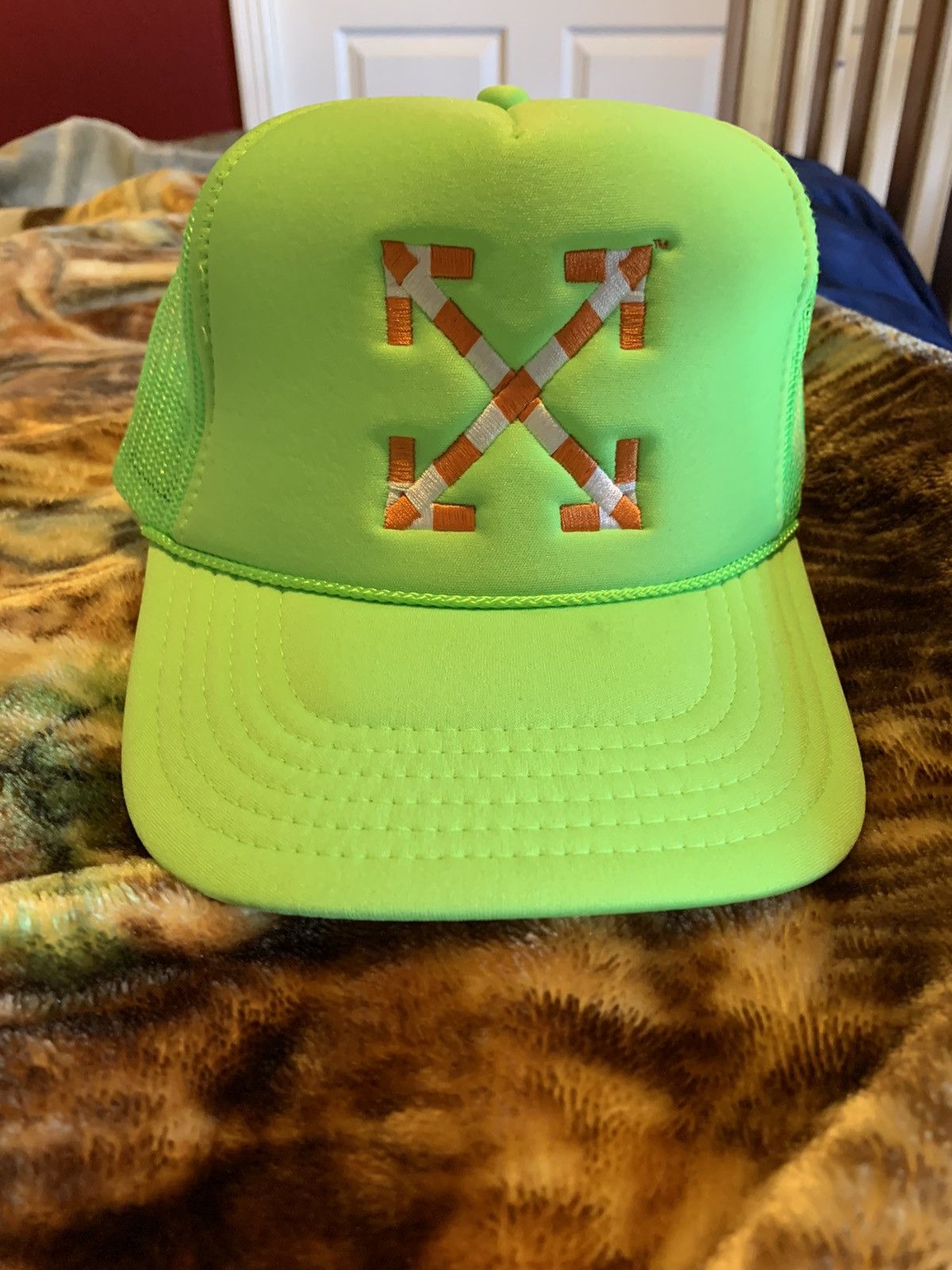 off white trucker hat