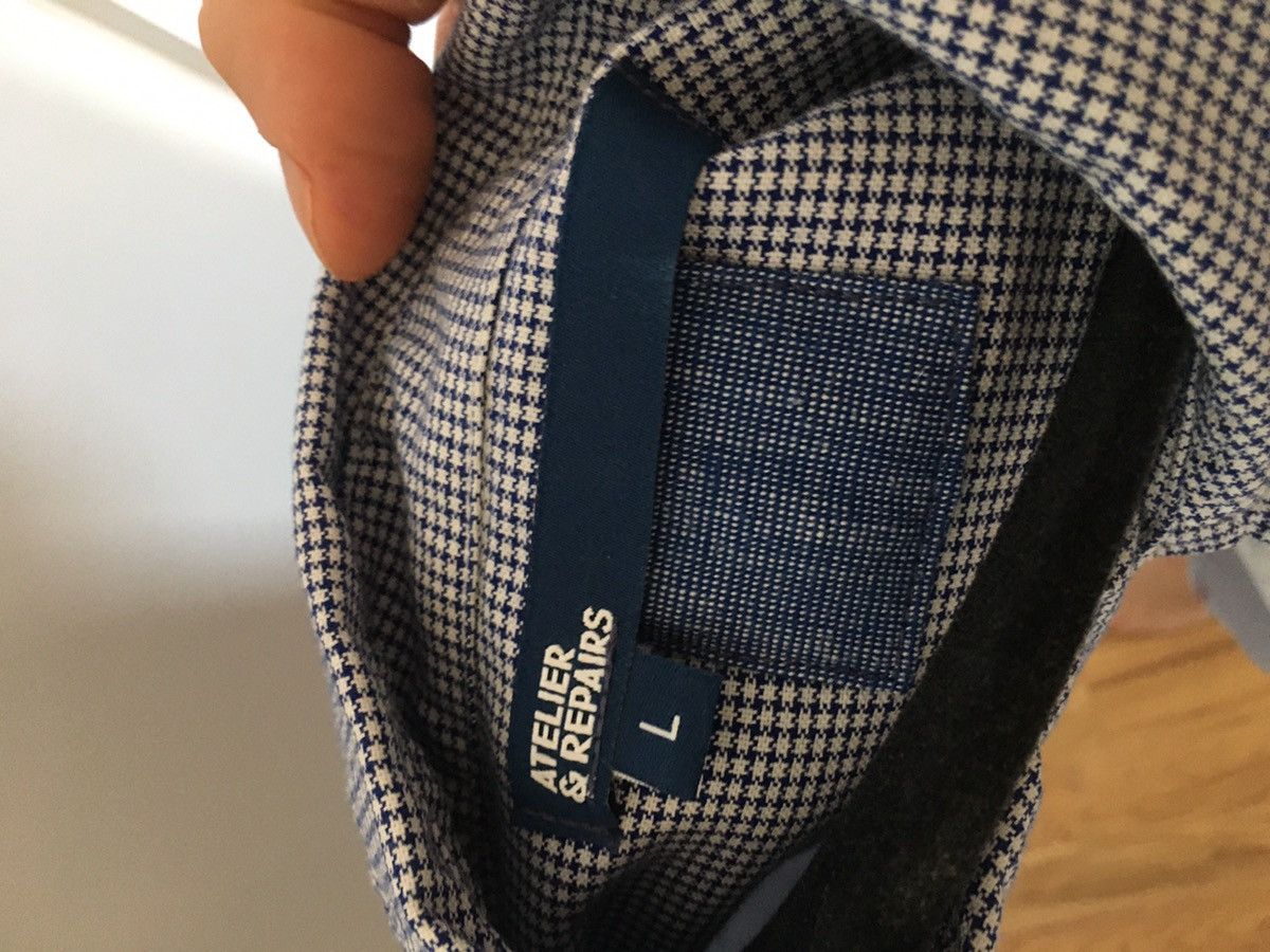Atelier & Repairs Blue Houndstooth Button Down Size US L / EU 52-54 / 3 - 5 Thumbnail
