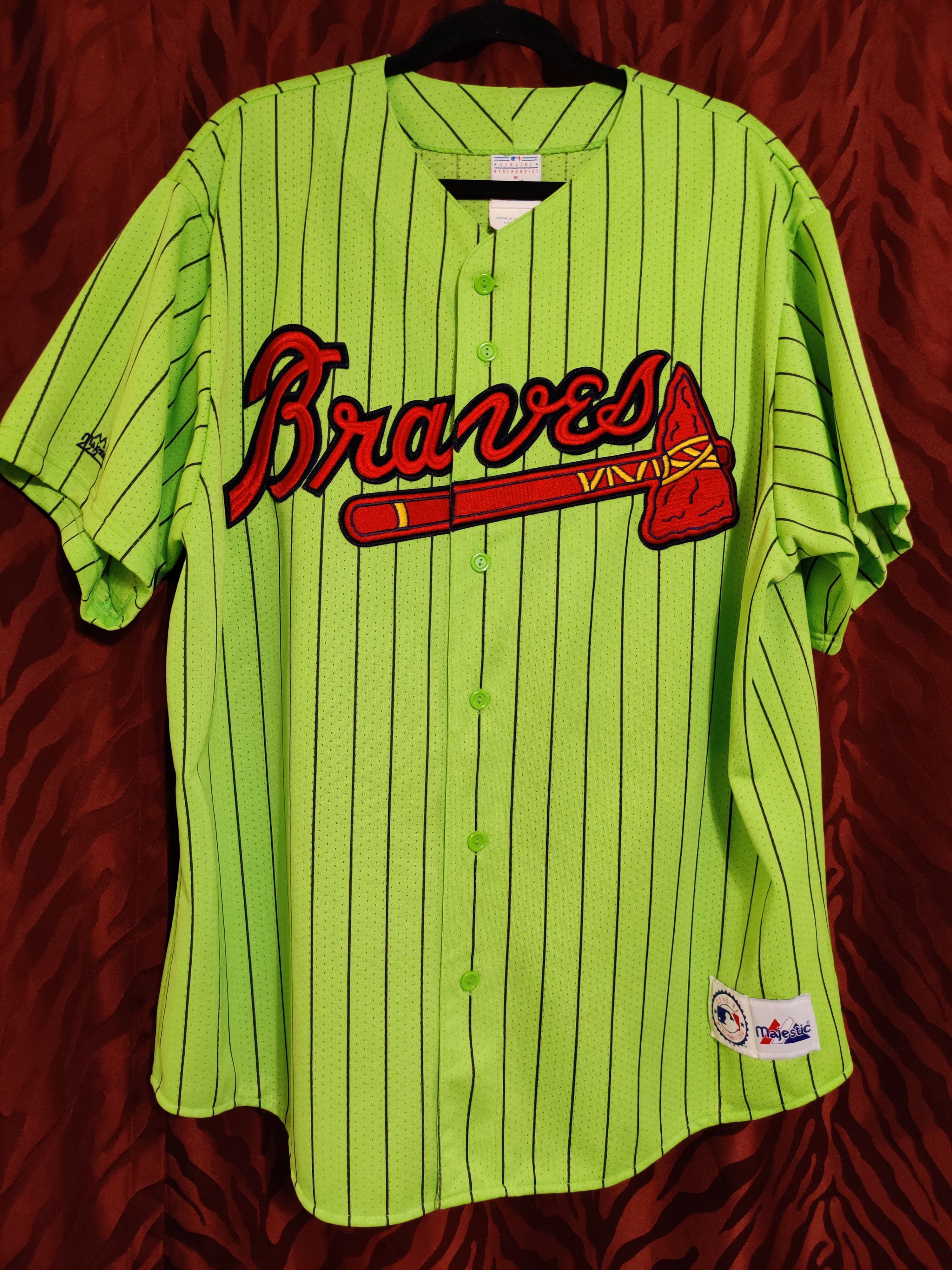 Vintage Atlanta Braves Majestic Lime Neon Green Jersey XXL Outkast MLB  Baseball