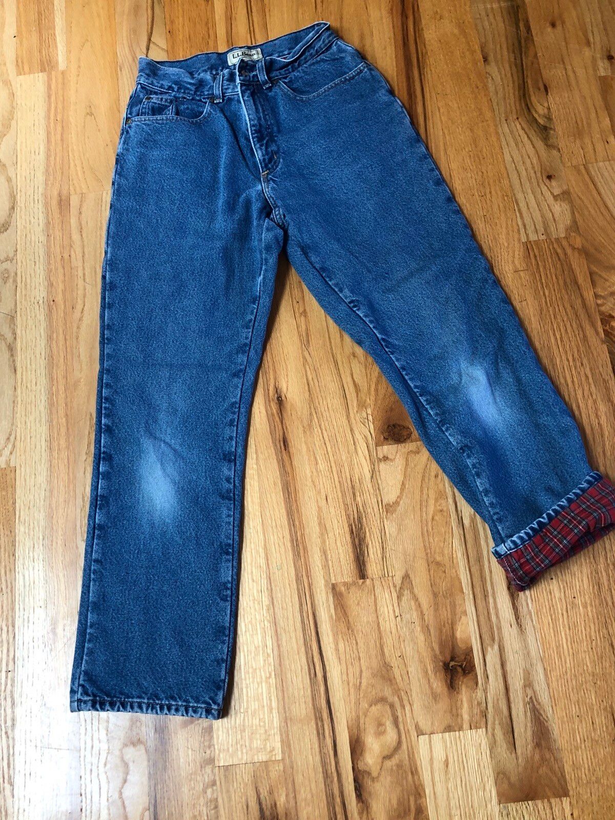Vintage LL Bean Flannel Lined Jeans Adult 40 Blue Straight Leg Made in USA  90s