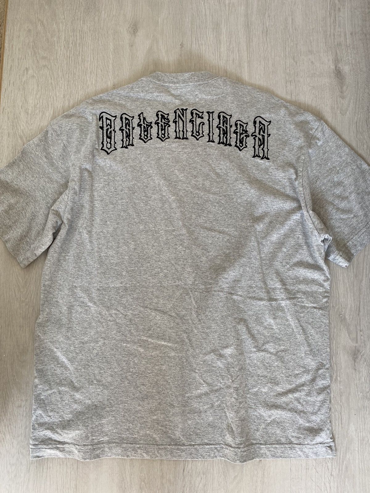 Balenciaga Balenciaga Grey Embroidered Tattoo Logo T-shirt | Grailed