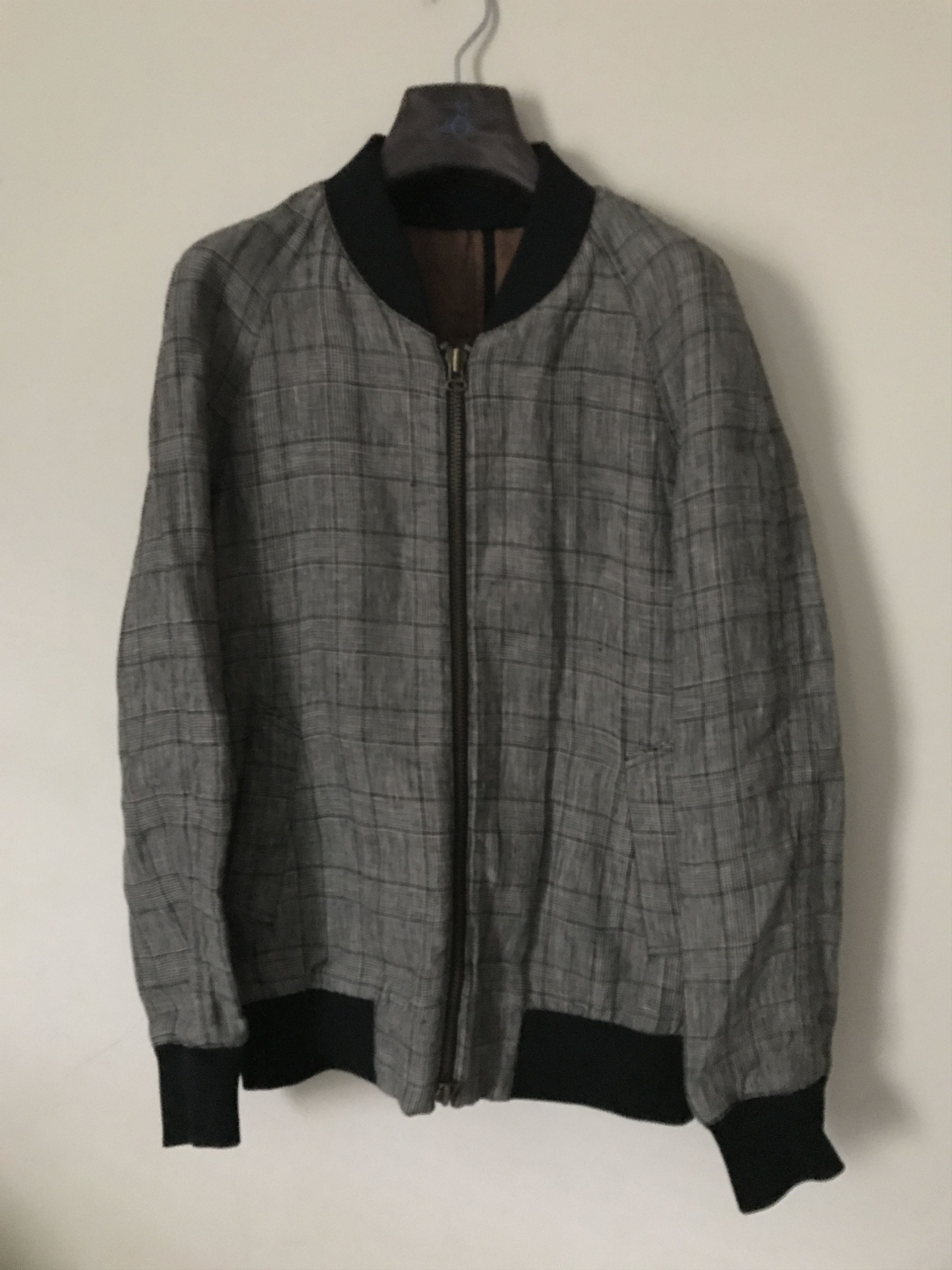 AMI AMI PRINCE OF WALES CHECK LINEN-BLEND BOMBER JACKET | Grailed