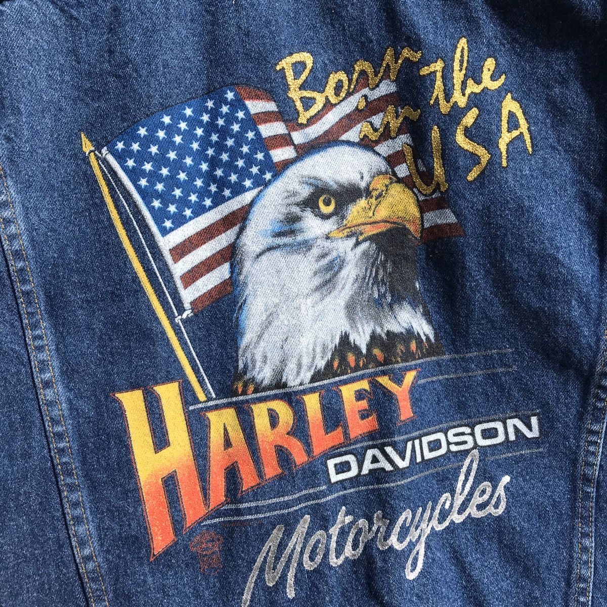 Vintage 80s 90s online Harley Davidson American Flag Denim Vest