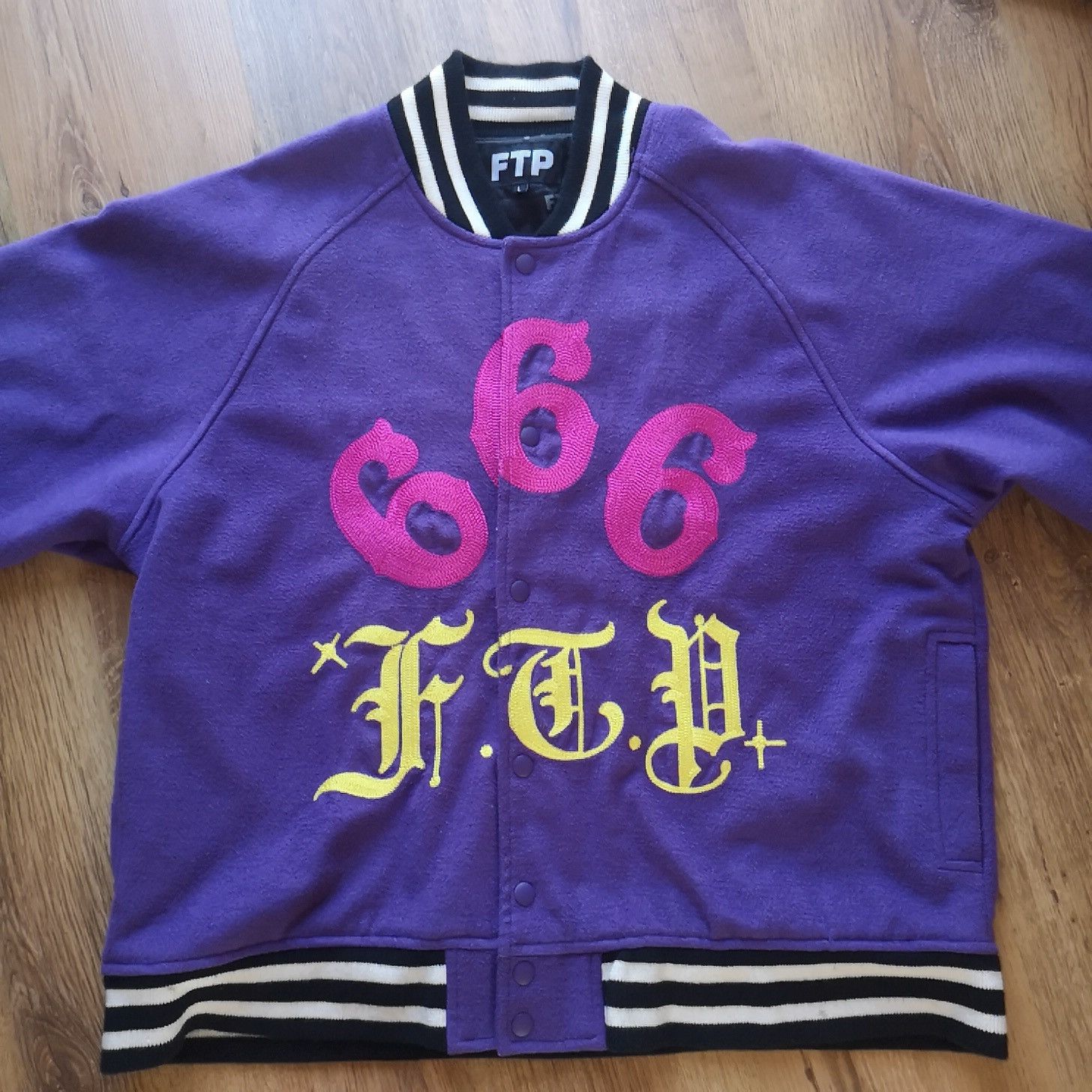 Fuck The Population FTP 666 Gino Varsity Jacket Purple Grailed