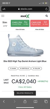 Buy Daniel Arsham x Dior B23 High 'Dior Oblique - Light Blue