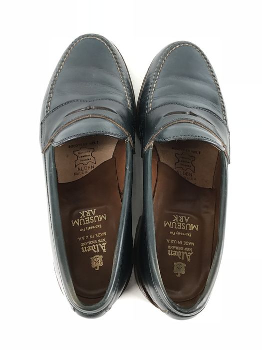 Alden Formal Shoes Navy Penny Loafers Leather Cordovan Chrome | Grailed