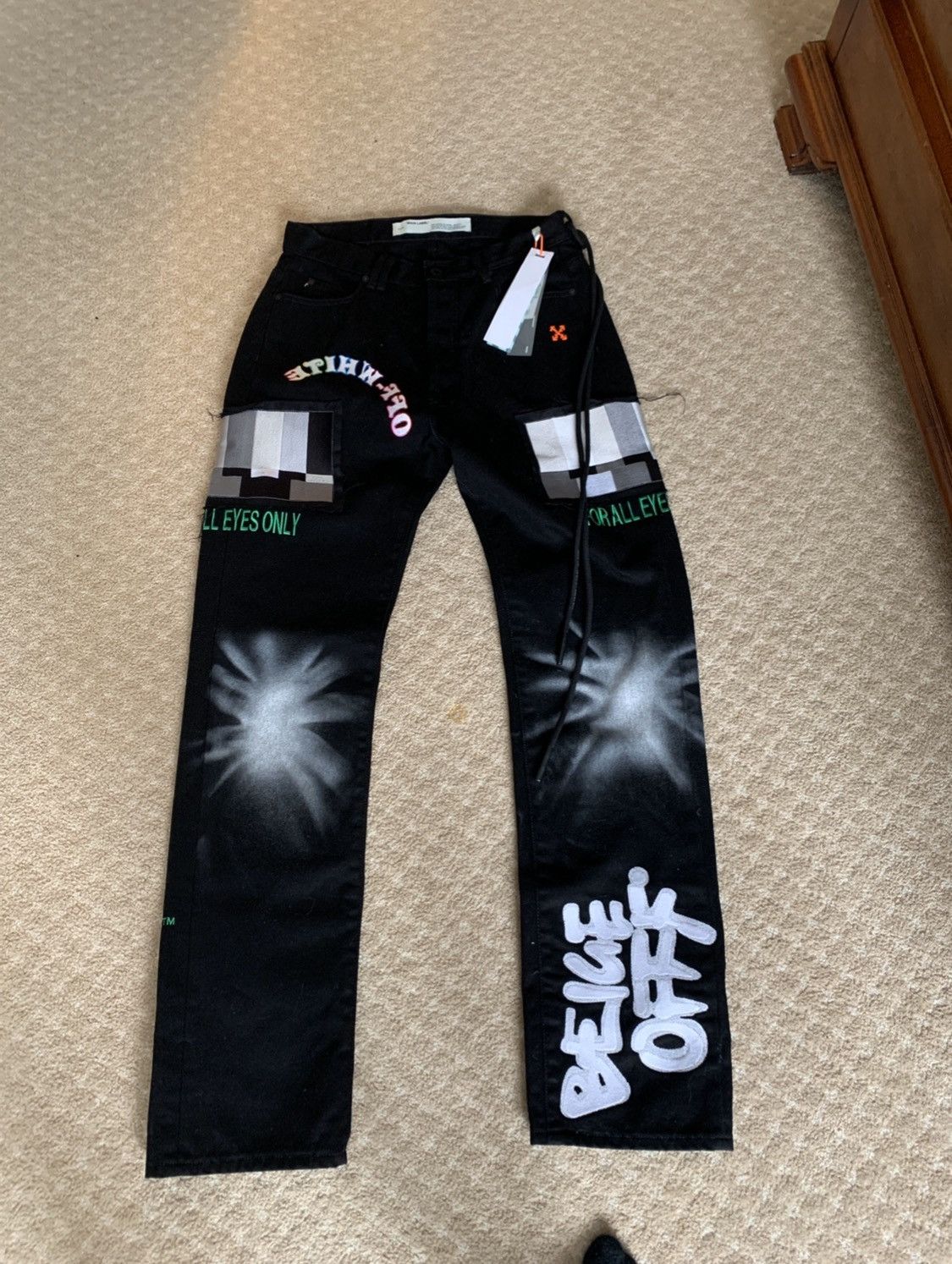 Jeans Off-White X Ev Bravado - Taille 36 Noir - Coupe Bootcut - Occasion Parfait état