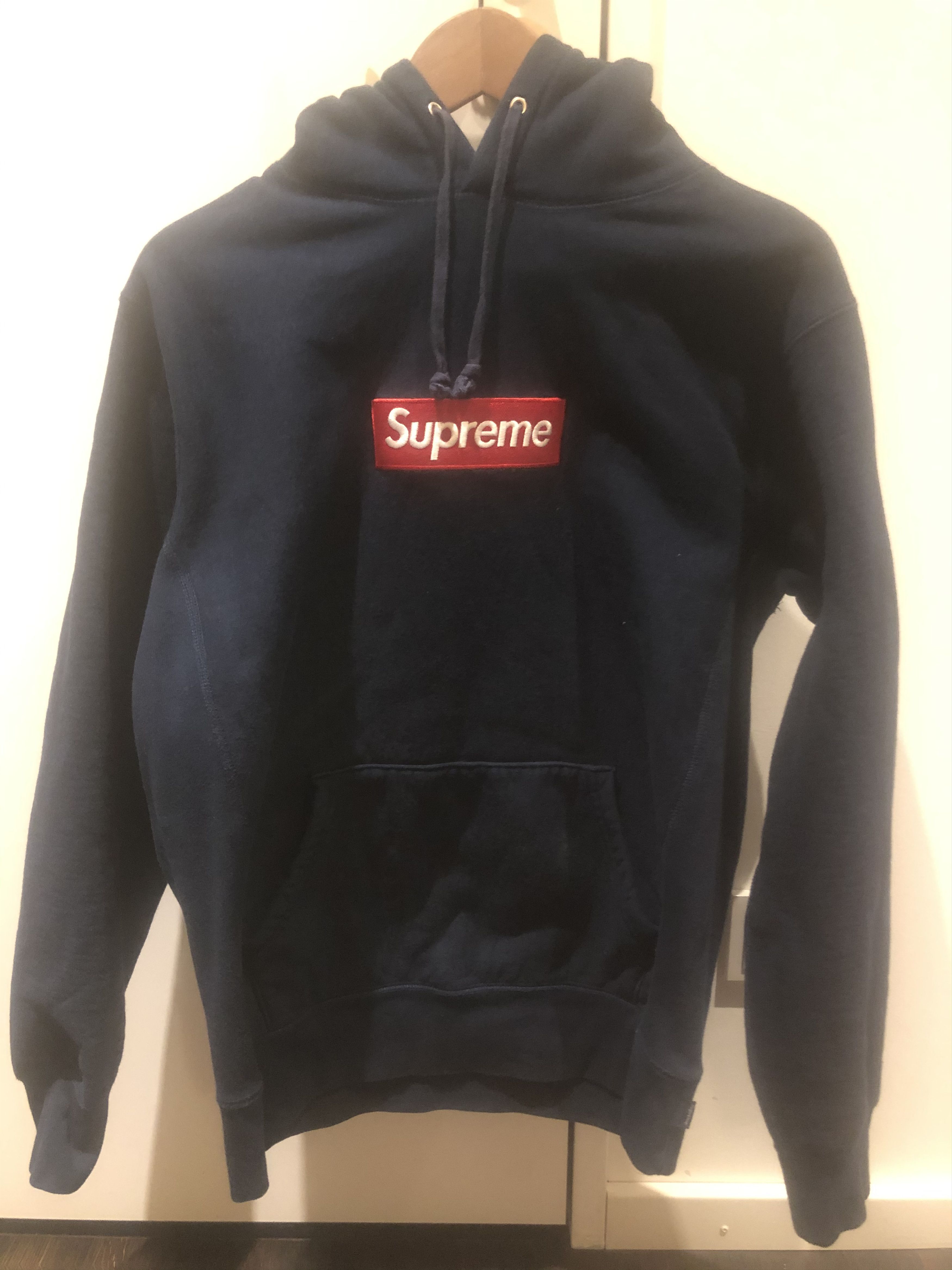 Supreme Supreme Box Logo Hoodie Navy Medium Grailed