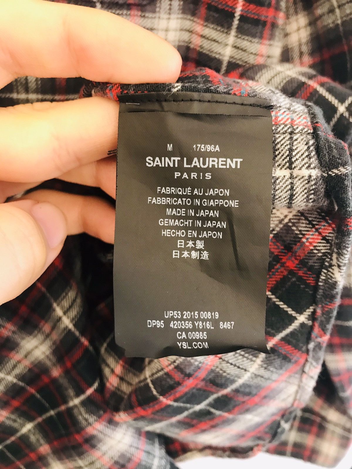 Saint Laurent Paris SS16 Runway “Surf Sound” Black Red Flannel Size US M / EU 48-50 / 2 - 6 Thumbnail