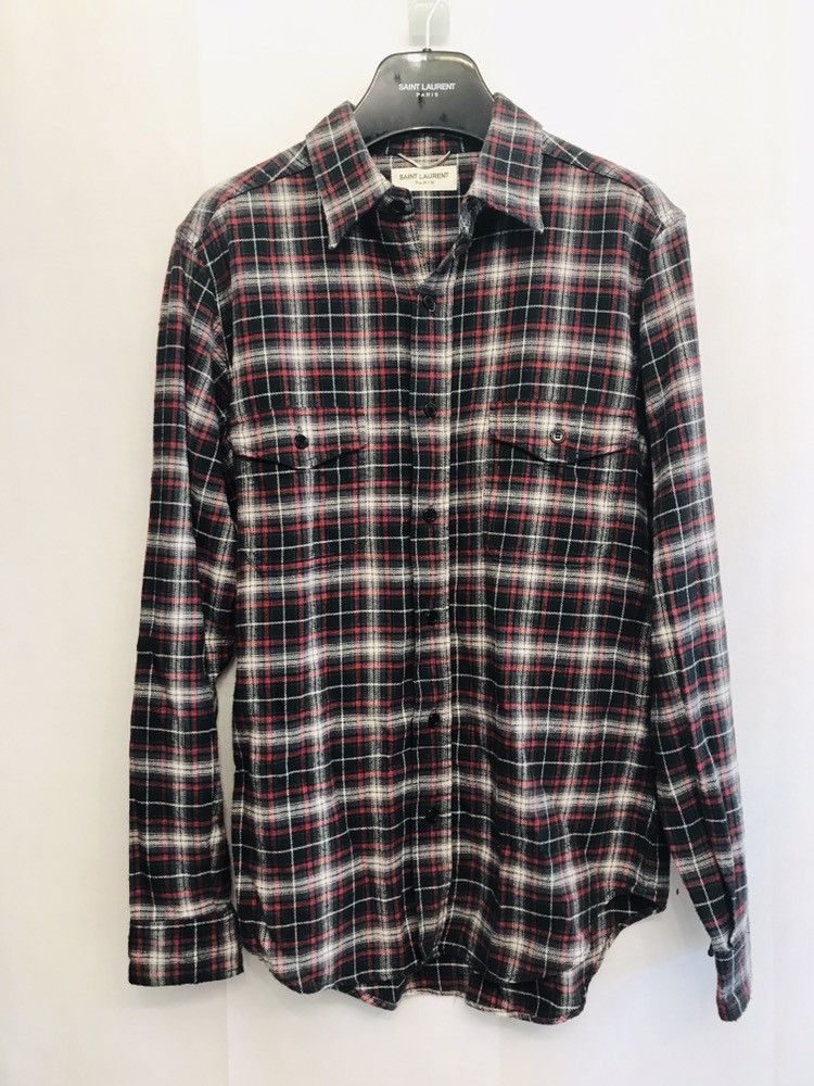 Saint Laurent Paris SS16 Runway “Surf Sound” Black Red Flannel Size US M / EU 48-50 / 2 - 1 Thumbnail