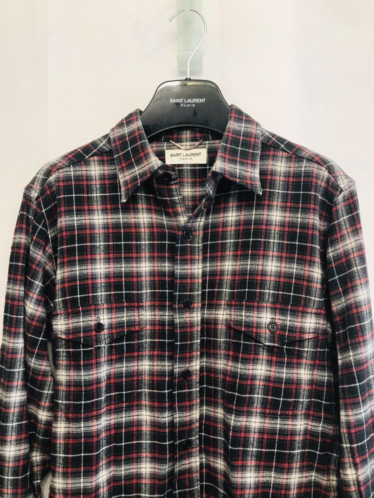 Saint Laurent Paris SS16 Runway “Surf Sound” Black Red Flannel Size US M / EU 48-50 / 2 - 4 Thumbnail