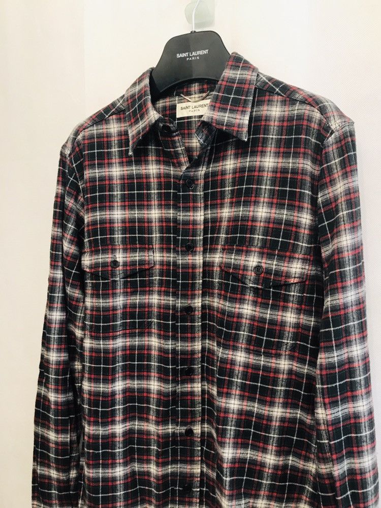Saint Laurent Paris SS16 Runway “Surf Sound” Black Red Flannel Size US M / EU 48-50 / 2 - 3 Thumbnail