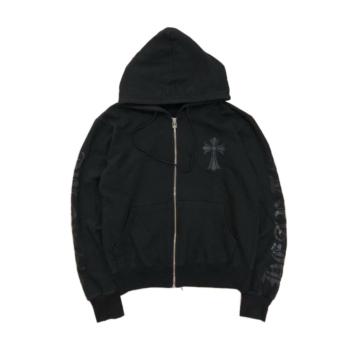 Chrome Hearts Chrome Hearts All Black Embroidered Big Logo Zipper  