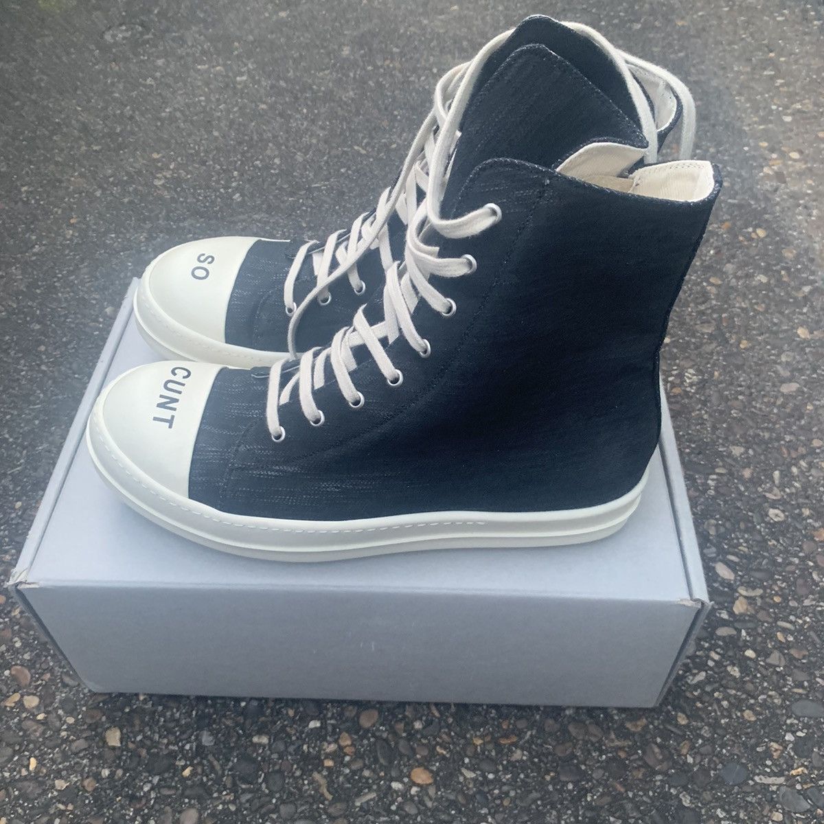 Rick Owens Rick Owens DRKSHDW ‘So Cunt’ High Top Ramones | Grailed