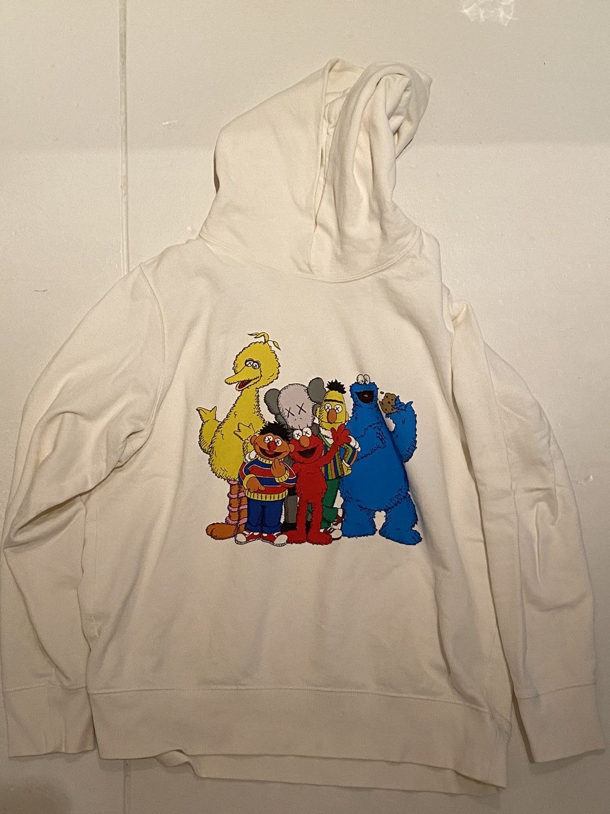 Kaws Uniqlo Kaws Sesame Street Off White Color Hoodie Grailed