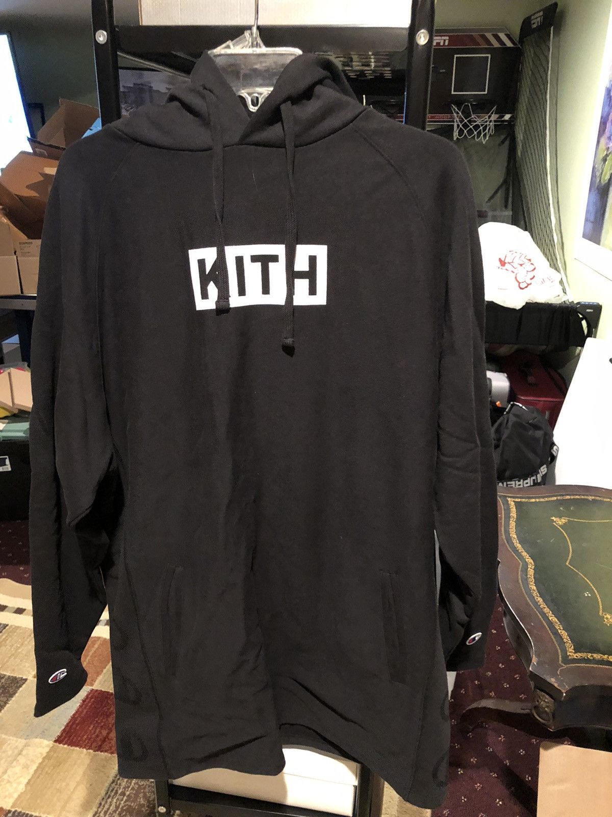Champion × Kith Kith Champion Extended Hoodie Black Medium Size US M / EU 48-50 / 2 - 1 Thumbnail
