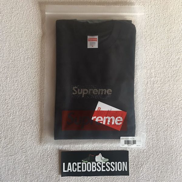 Supreme Supreme Swarovski Box Logo Tee Black | Grailed