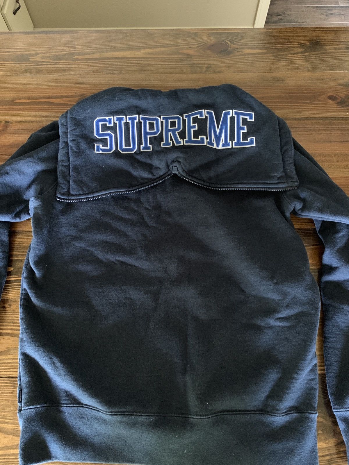 Supreme FW16 Full Zip Navy Hoodie