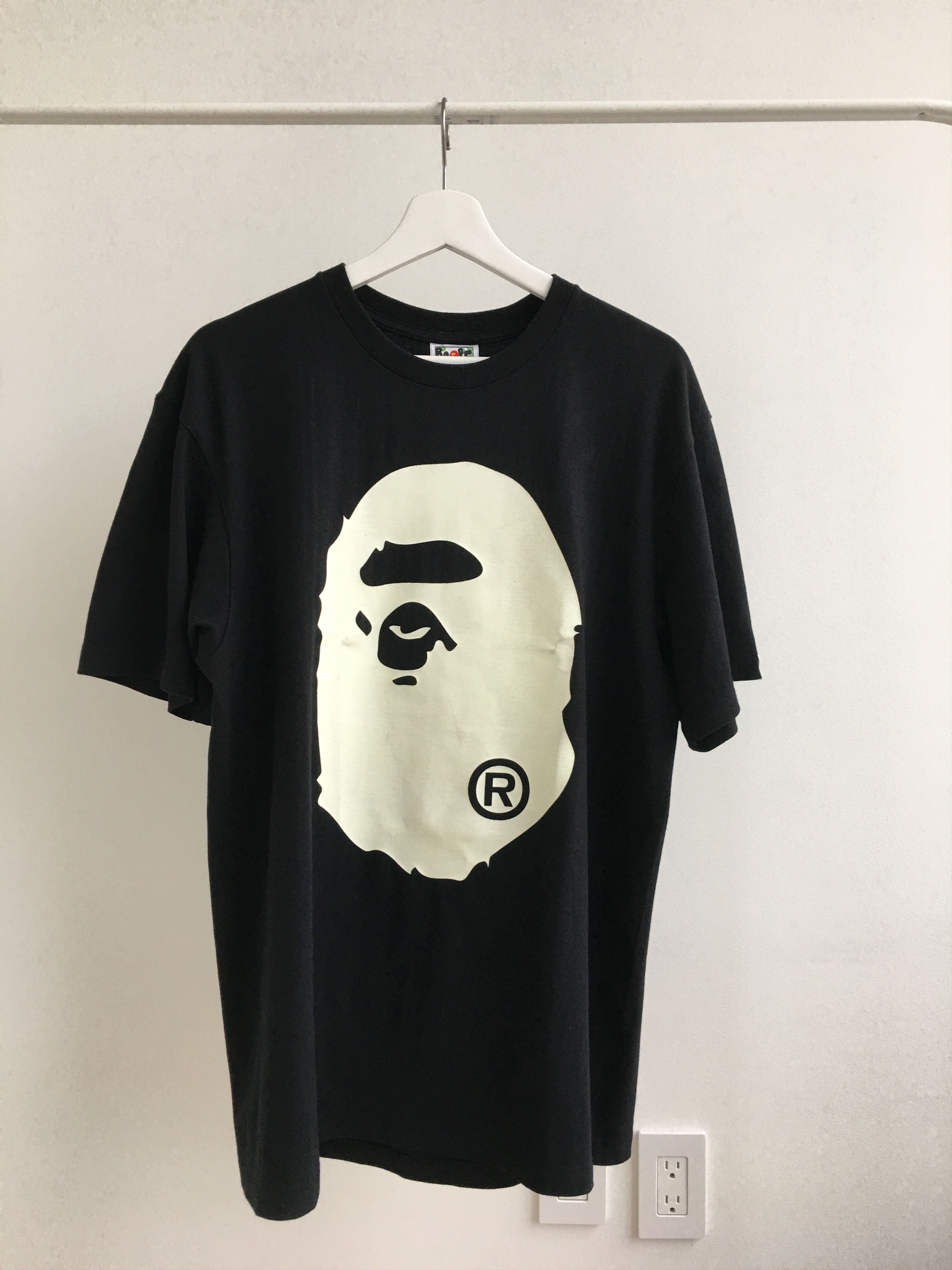 Bape good T-shirt Black White Ape Head Glow In The Dark Camo Japan Size XL Rare!