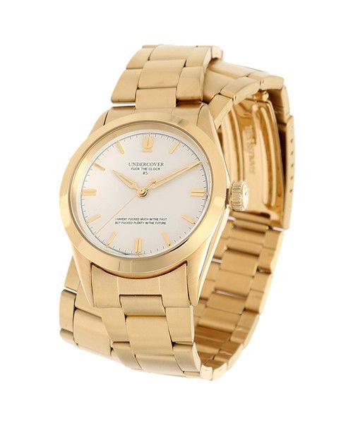 image of Undercover Fuck The Clock Double Wrap Watch in Gold, Men's