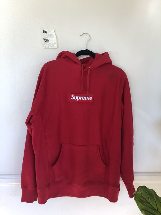 Supreme black hoodie online red box logo price