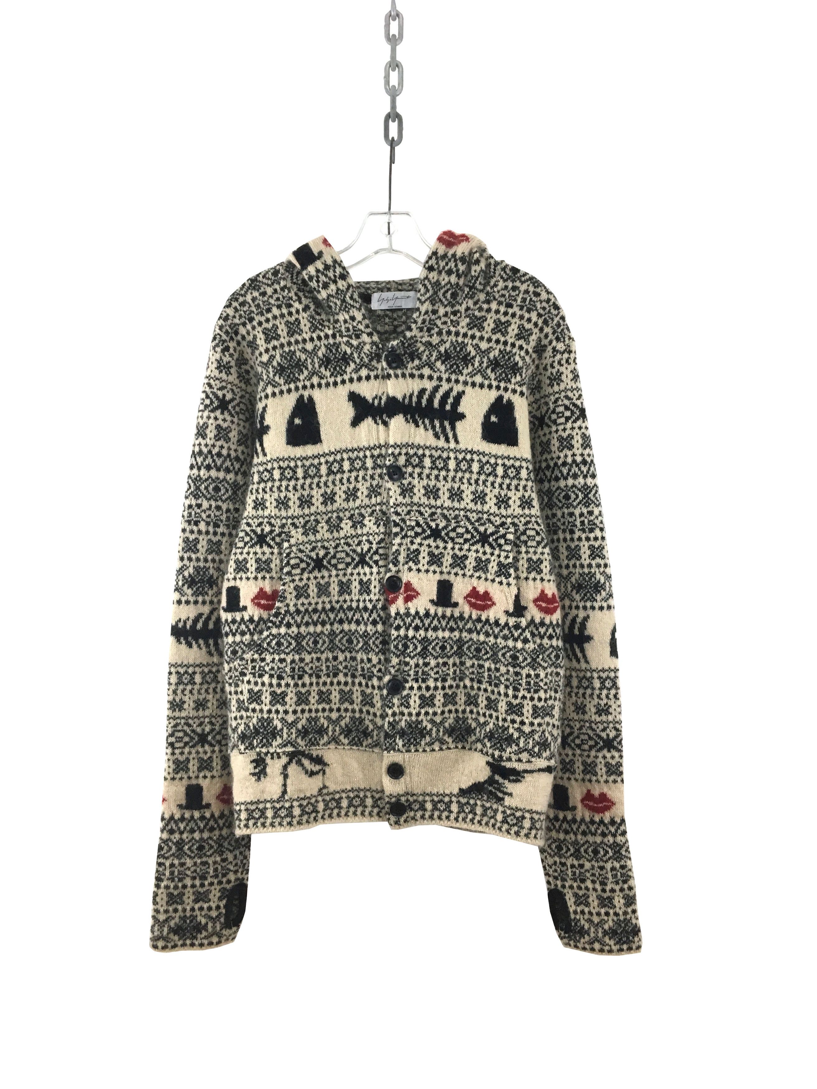Yohji Yamamoto AW11 Fair Isle Knit Hoodie Size US L / EU 52-54 / 3 - 1 Thumbnail