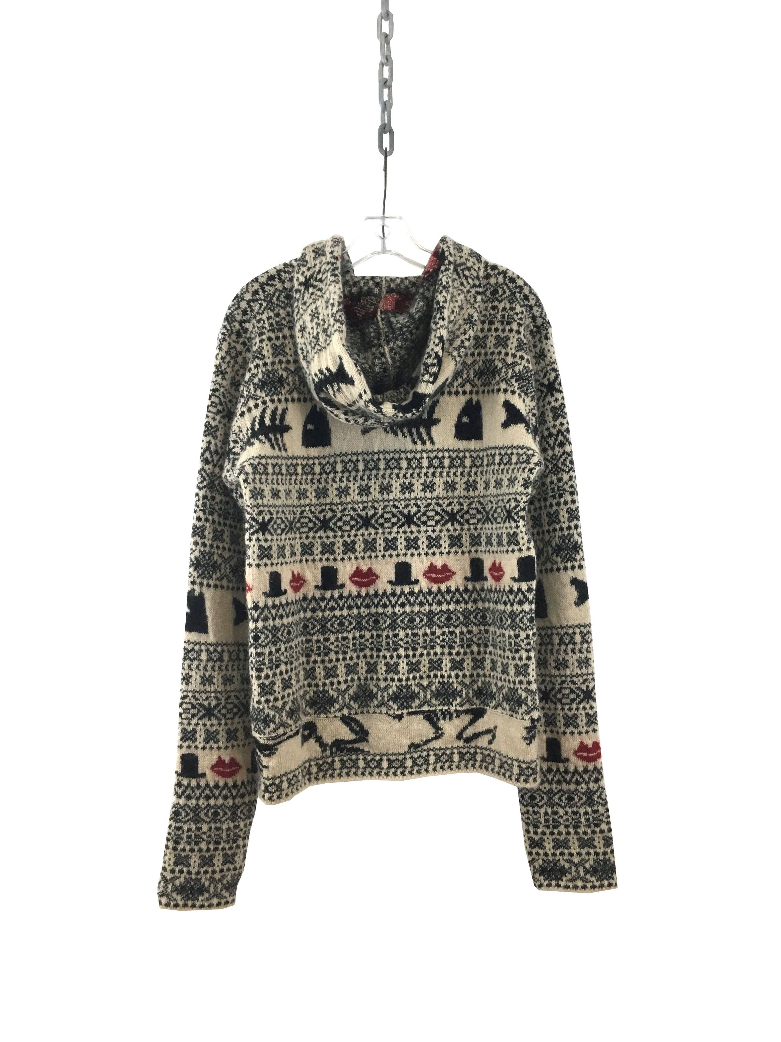 Yohji Yamamoto AW11 Fair Isle Knit Hoodie Size US L / EU 52-54 / 3 - 4 Thumbnail