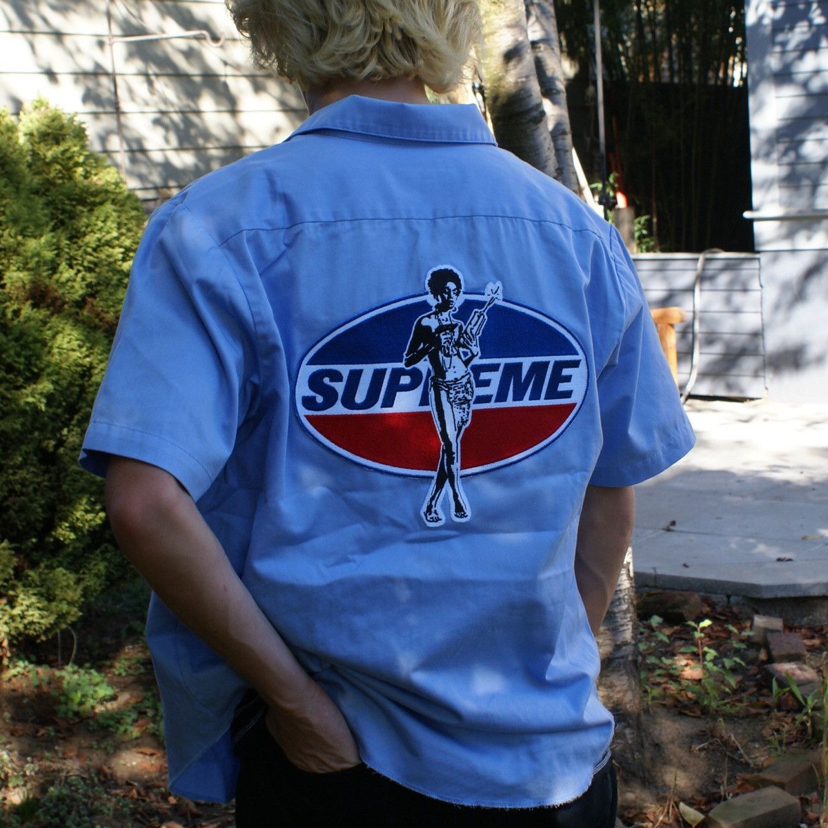 Supreme Hysteric Glamour X Supreme Blue Work Shirt | Grailed