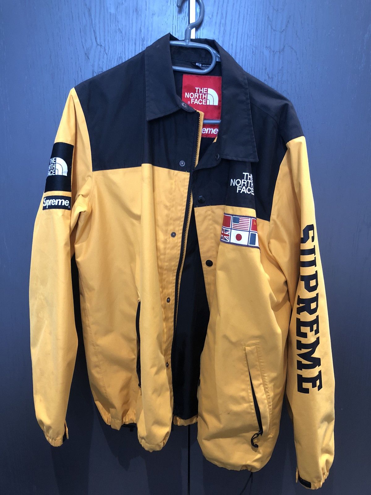 Supreme the north face cheap expedition coaches jacket yellow