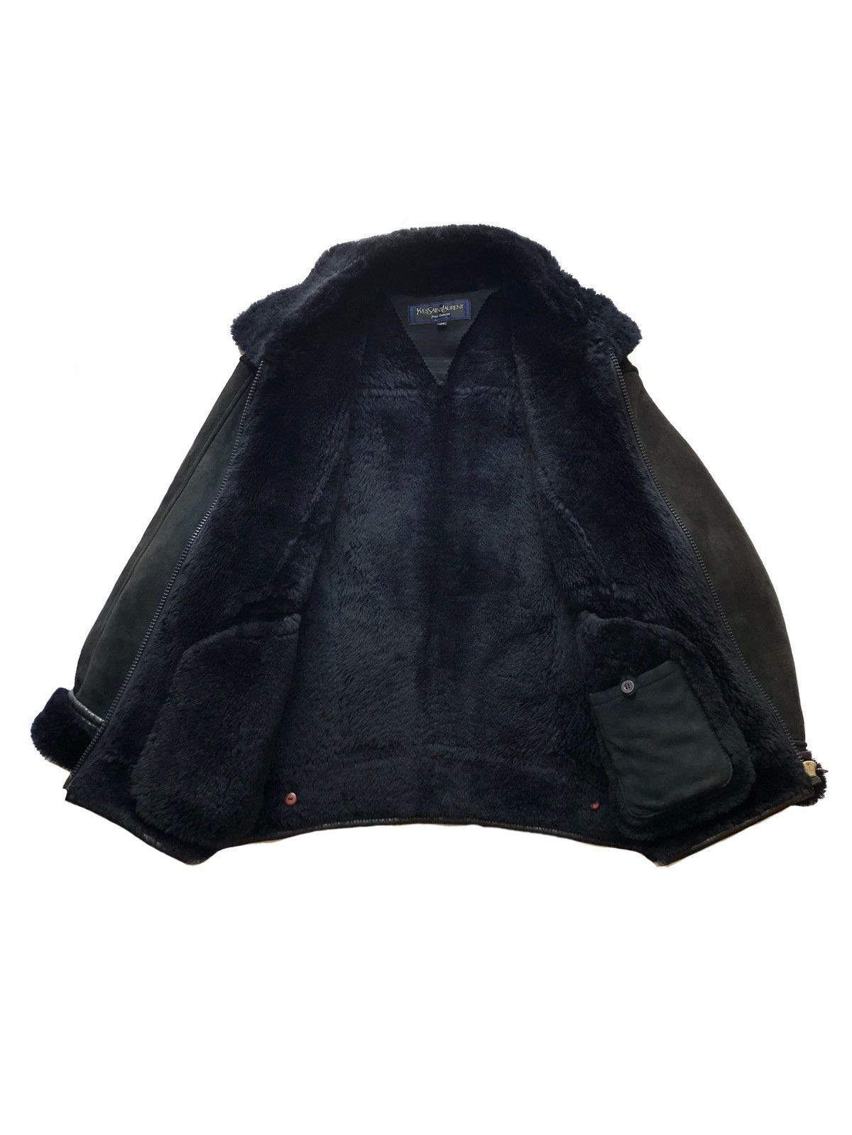 Yves Saint Laurent Vintage Yves Saint Laurent Pour Homme Black Sherling Jacket Size US M / EU 48-50 / 2 - 2 Thumbnail