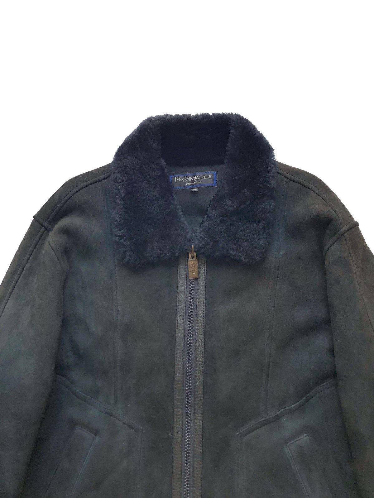 Yves Saint Laurent Vintage Yves Saint Laurent Pour Homme Black Sherling Jacket Size US M / EU 48-50 / 2 - 4 Thumbnail