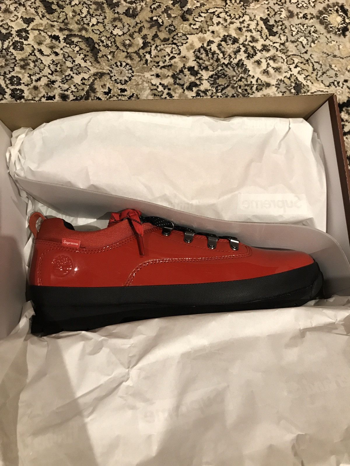 Supreme Patent Leather Euro Hiker Low Red | Grailed